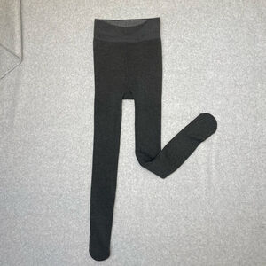 Black Thermal Fleece Lined Footed Tights Large Made in Canada